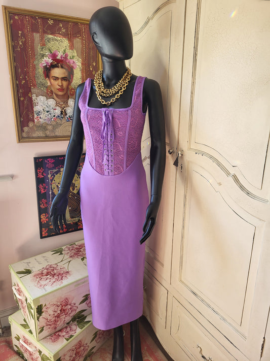 Bella Barnett Lilac Form Fitting Lace Corset Dress