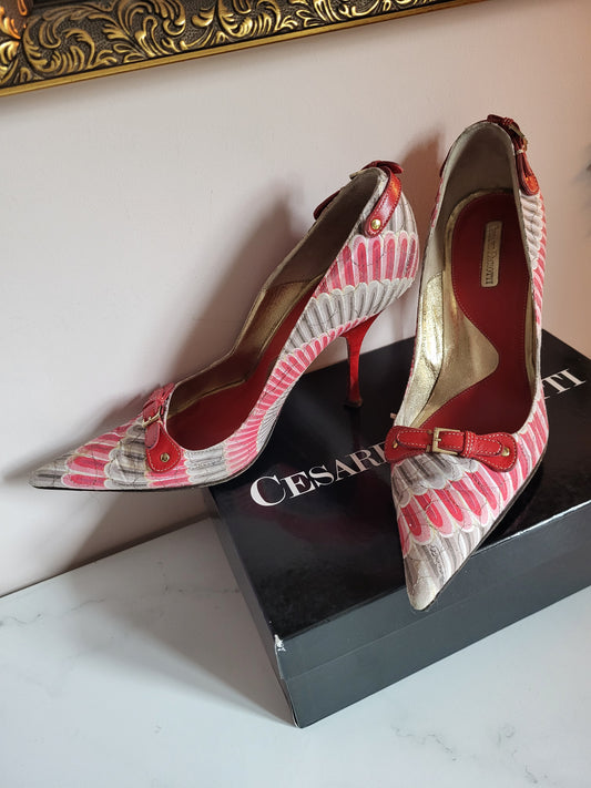 Vintage Cesare Paciotti Leather Lined Pointed Toe Court Heels