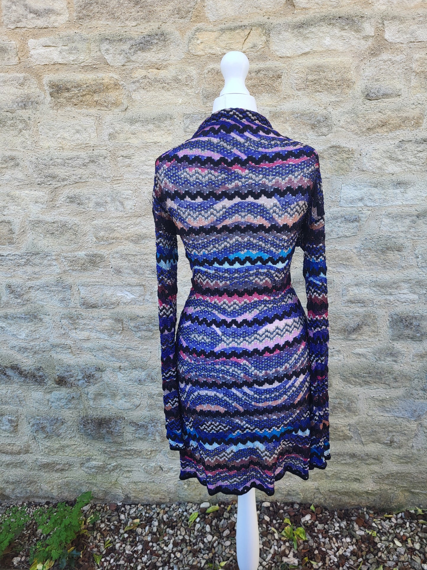 Vintage Missoni Metallic Zigzag Knit Dress