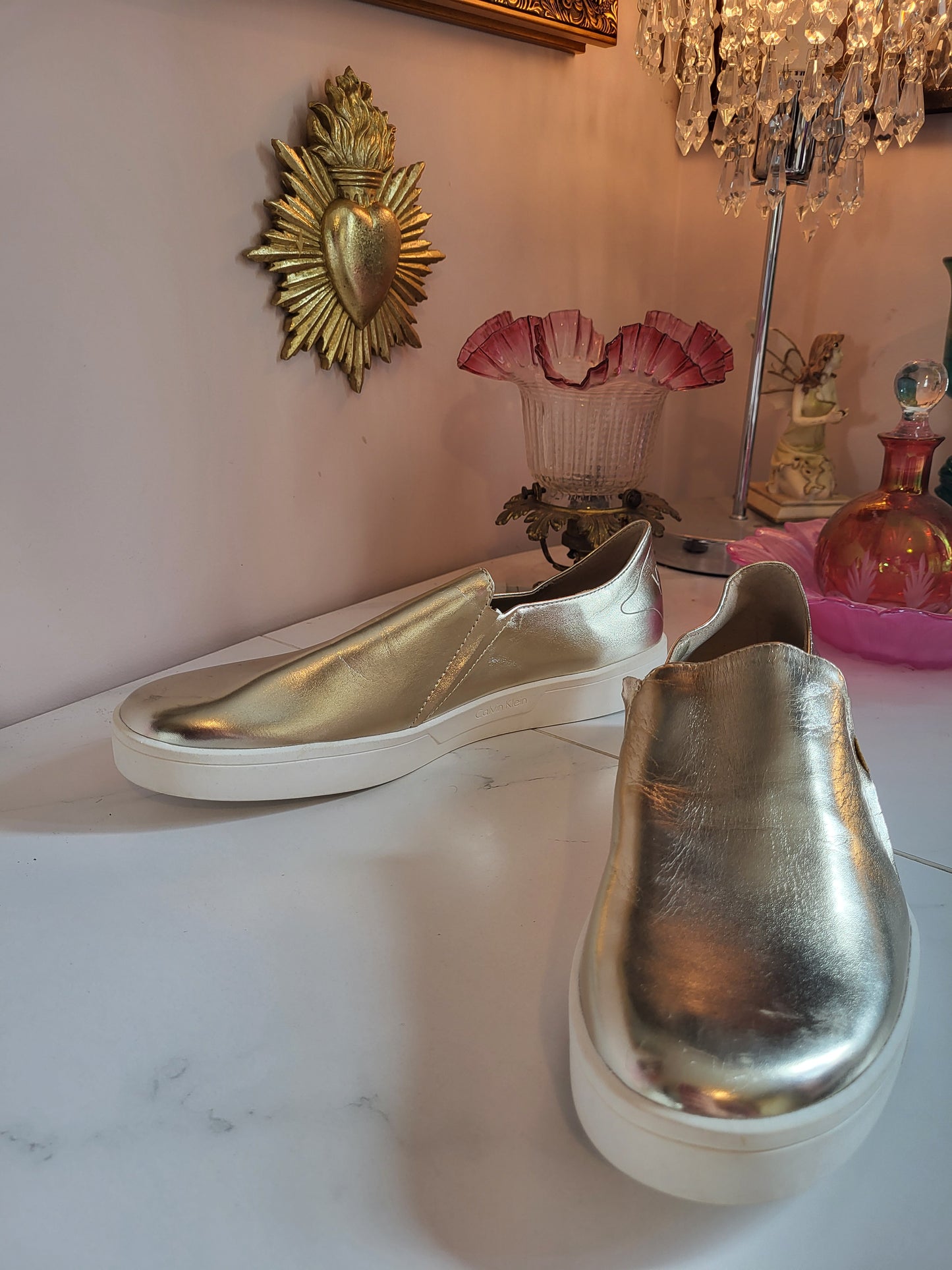 Calvin Klein Gold Slip on Shoes