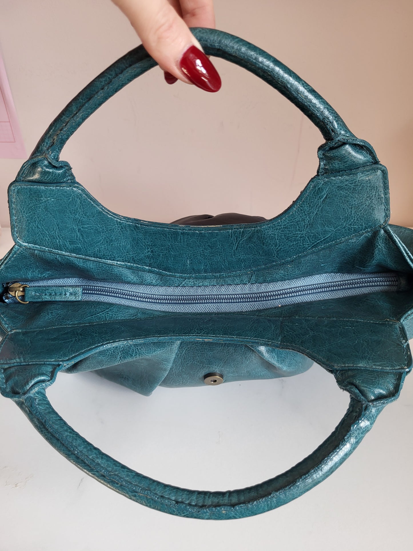 Teal Jeweled Bow Handbag