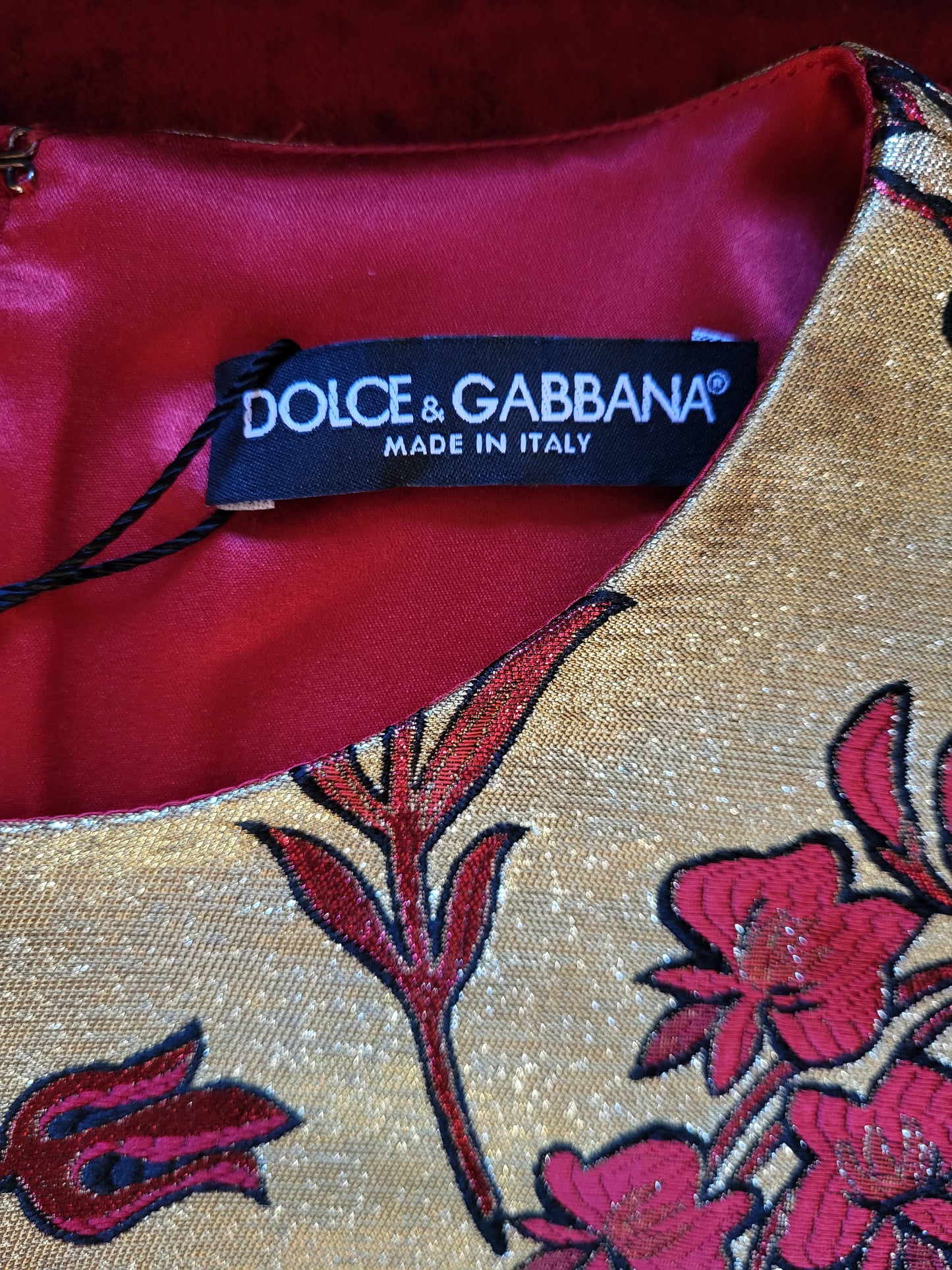 Dolce & Gabbana Gold Brocade Silk Mini Dress