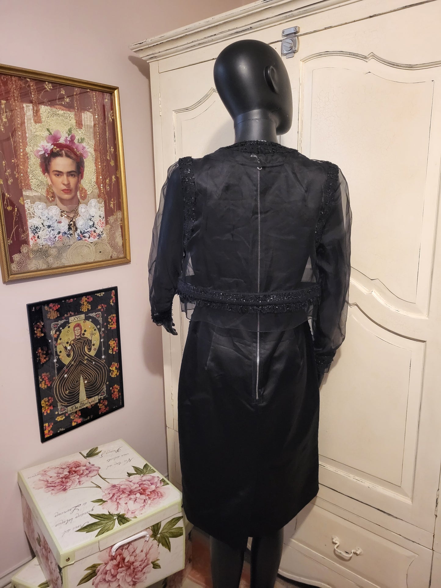 Erdem Tweed Shift Dress and Sheer Evening Jacket