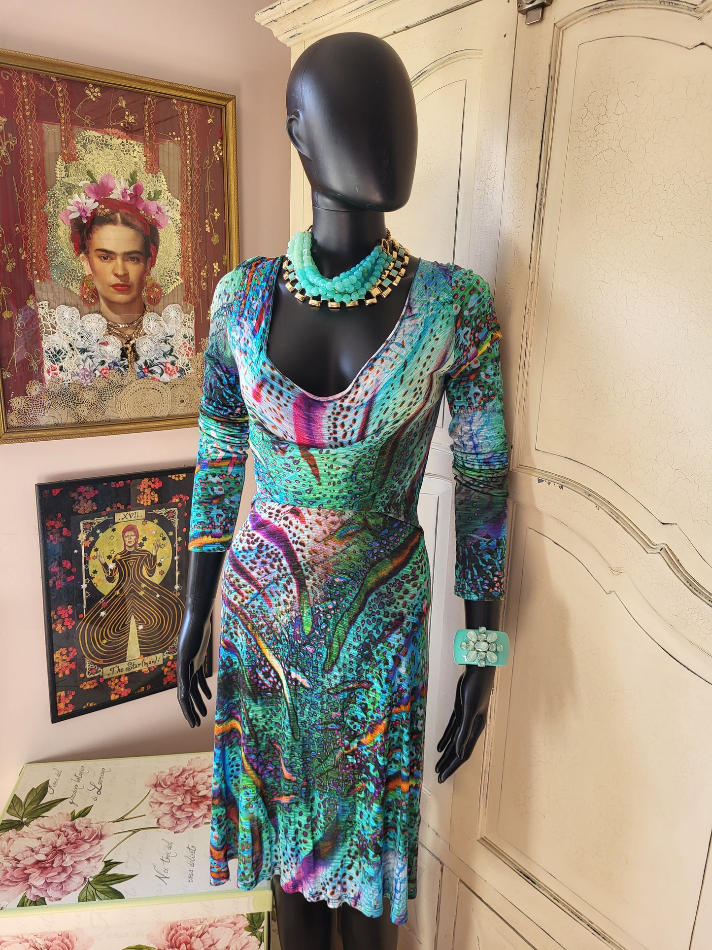 Multicolour Print Midi Dress