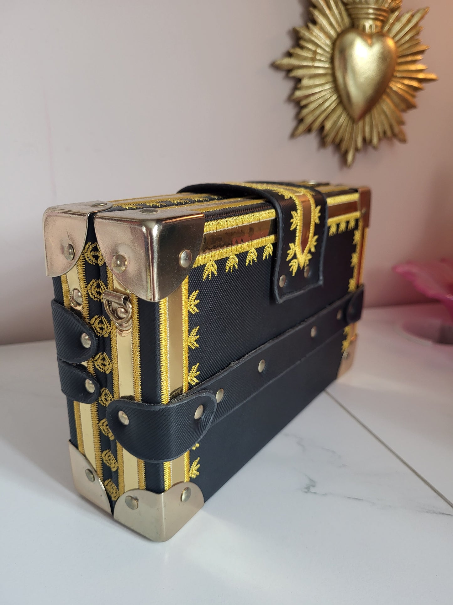 Black & Gold Baroque Trunk Clutch