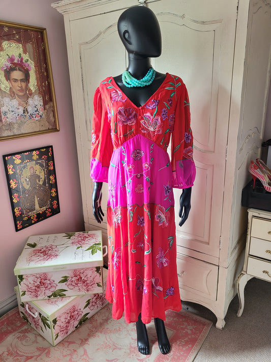 Fuchsia Embroidered Maxi Dress