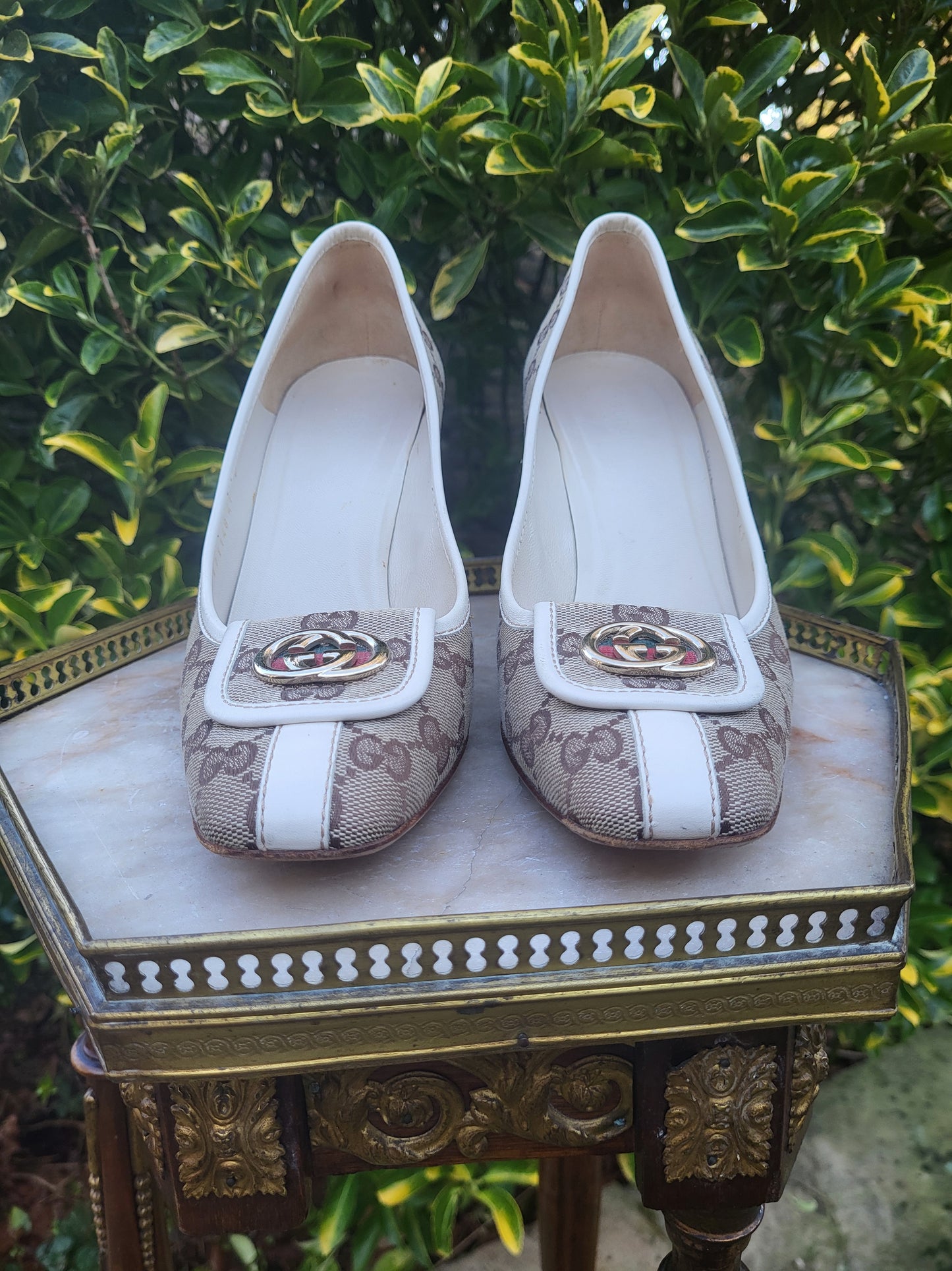 Gucci GG Monogram Canvas Pumps