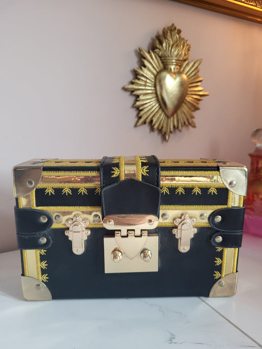 Black & Gold Baroque Trunk Clutch