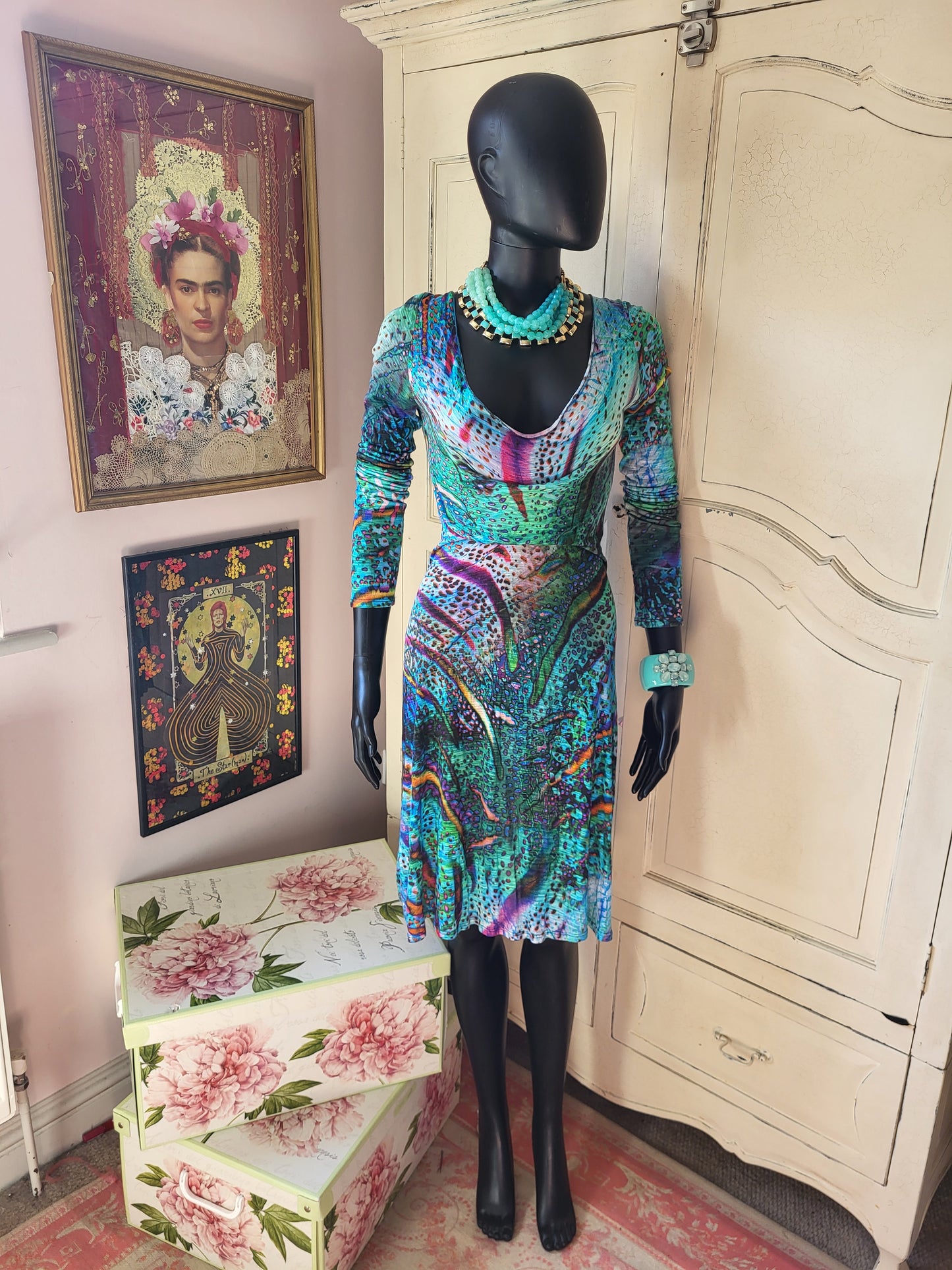Multicolour Print Midi Dress