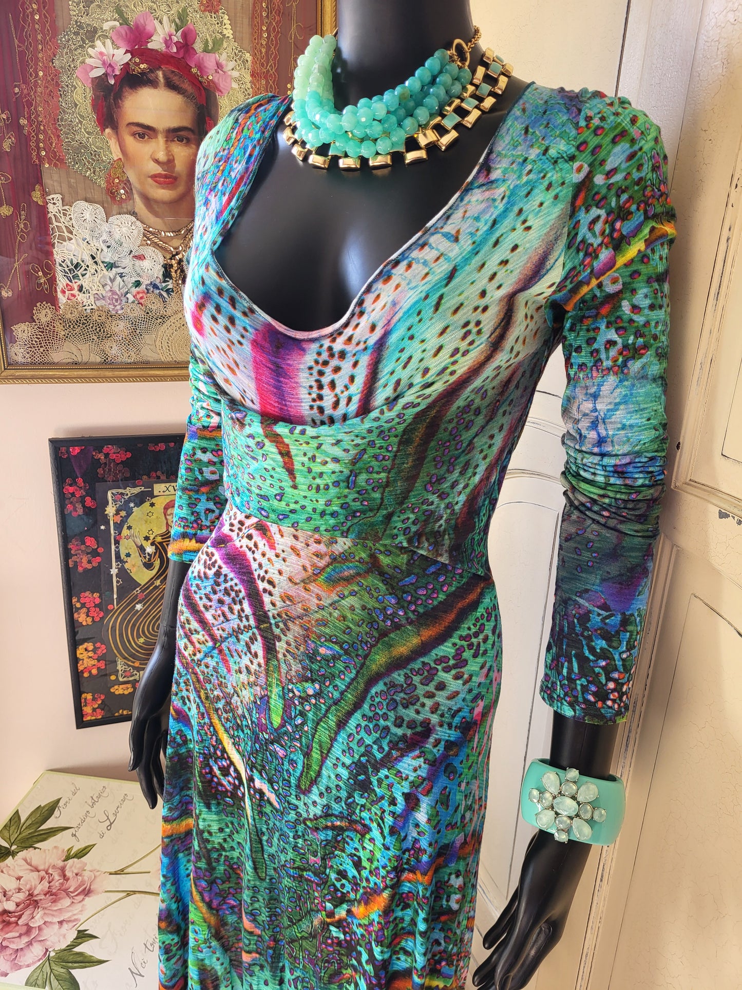 Multicolour Print Midi Dress