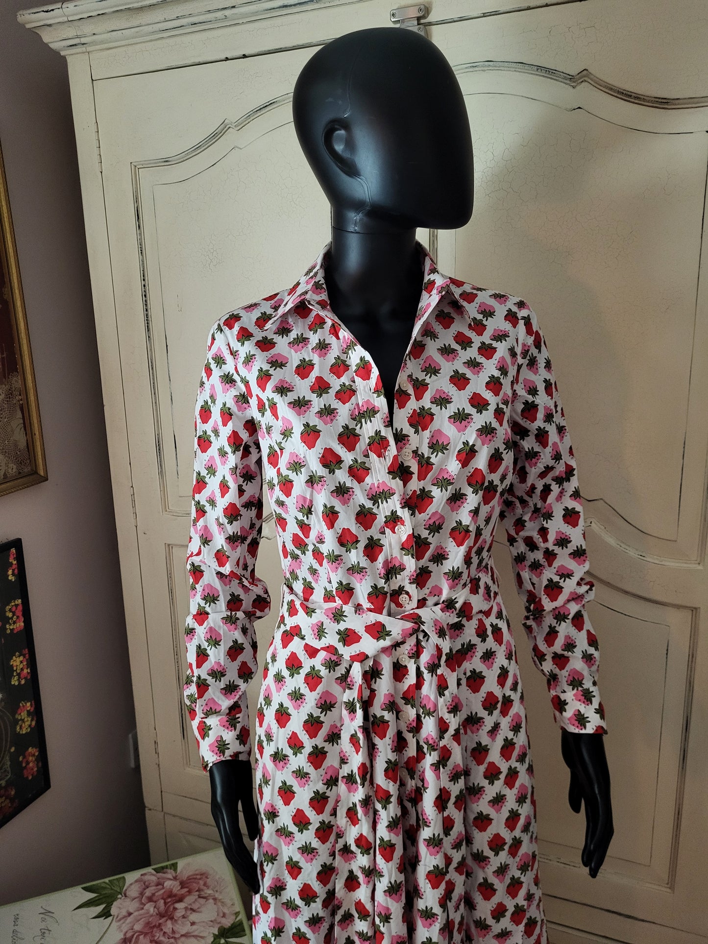 Boden Strawberry Print Shirt Dress