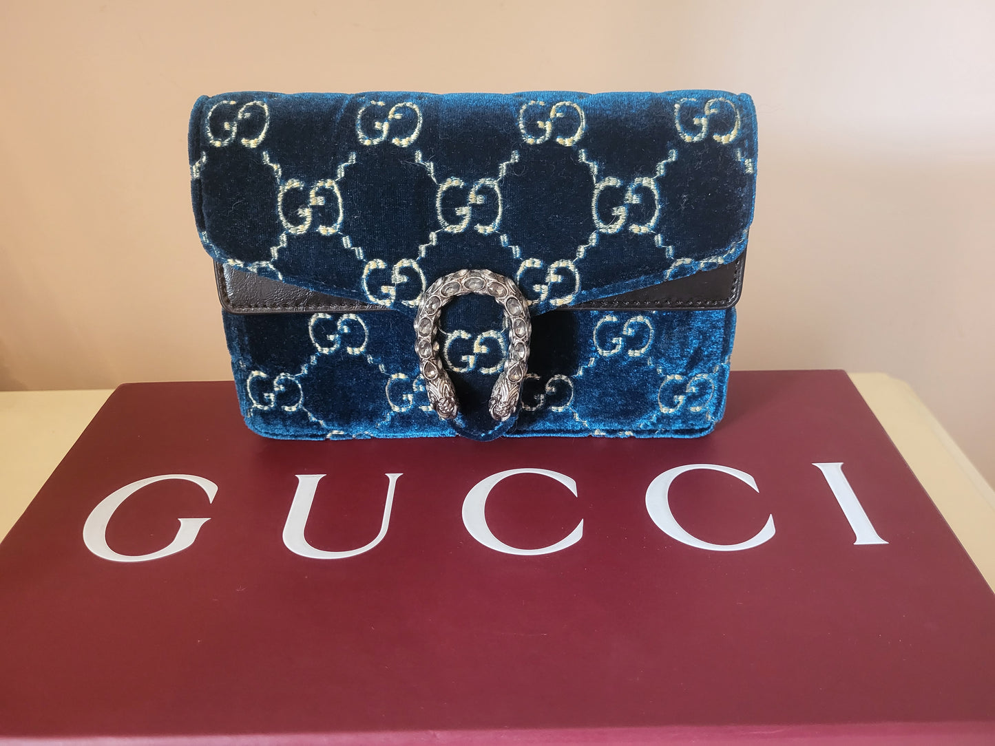 Gucci Dionysus Velvet Teal Mini Chain Bag