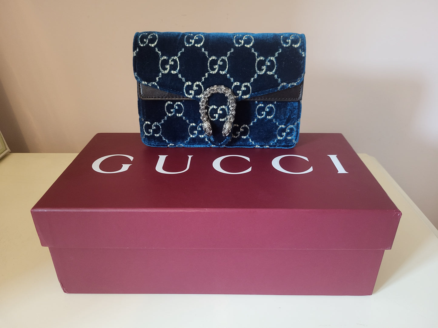 Gucci Dionysus Velvet Teal Mini Chain Bag