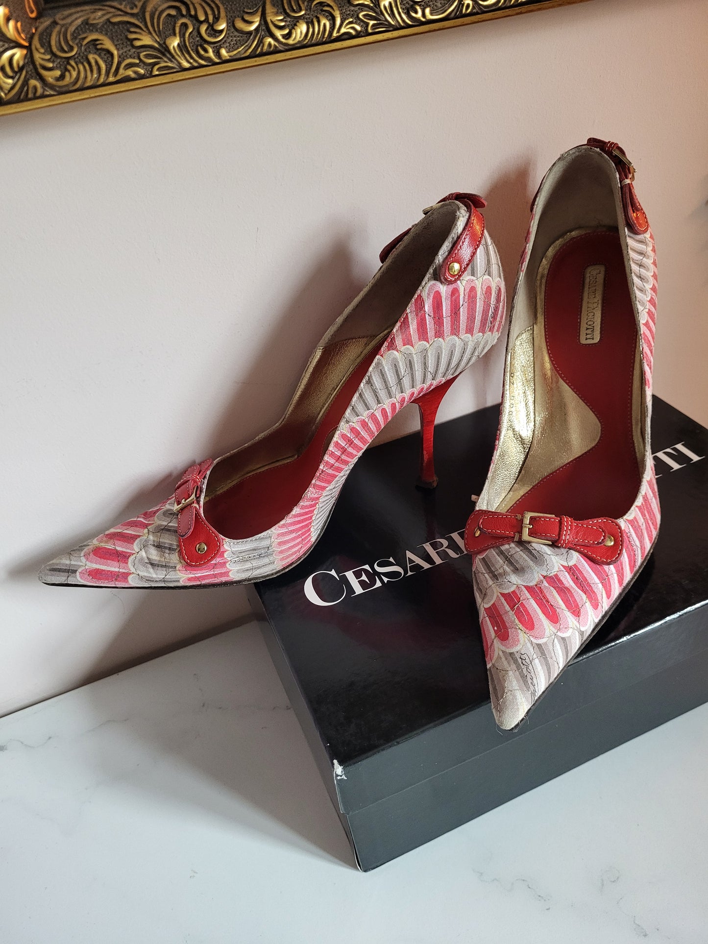 Vintage Cesare Paciotti Leather Lined Pointed Toe Court Heels