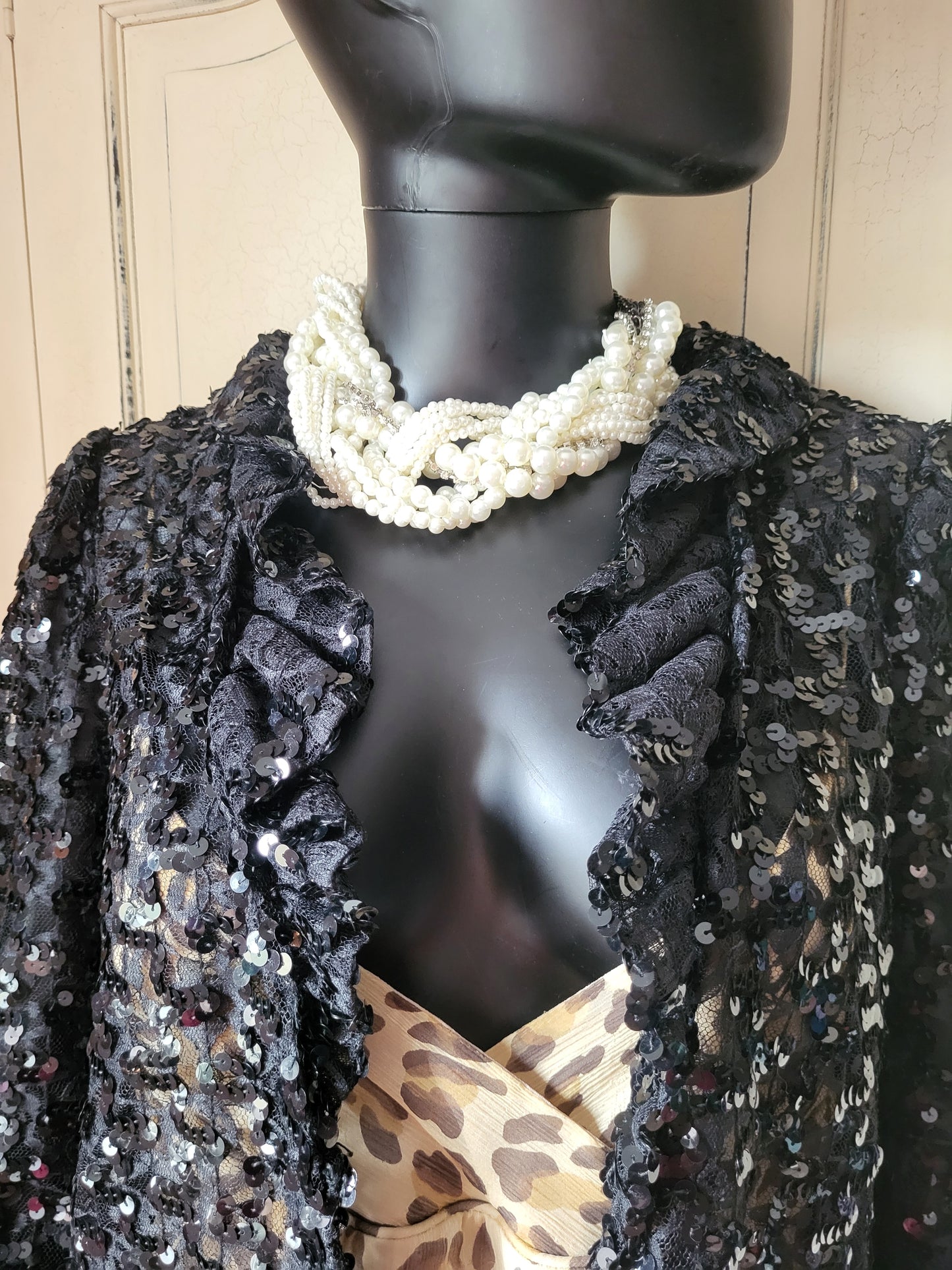 Heléne Sidel Black Vintage Sequin Jacket