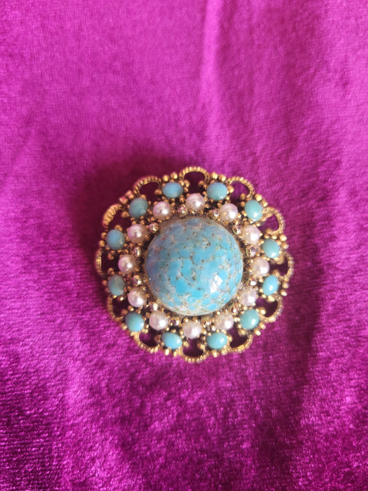 Vintage Turquoise Reverie Brooch