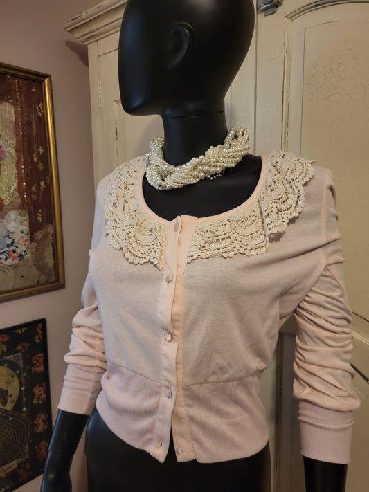 Ada Gatti Cropped Blush Pink Cardigan