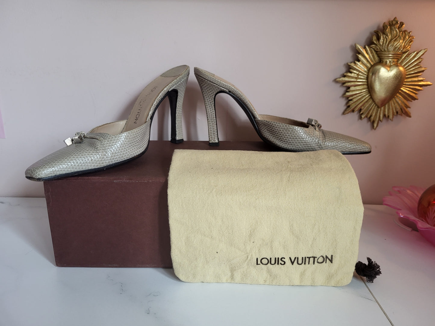 Vintage Louis Vuitton Snakeskin Mules