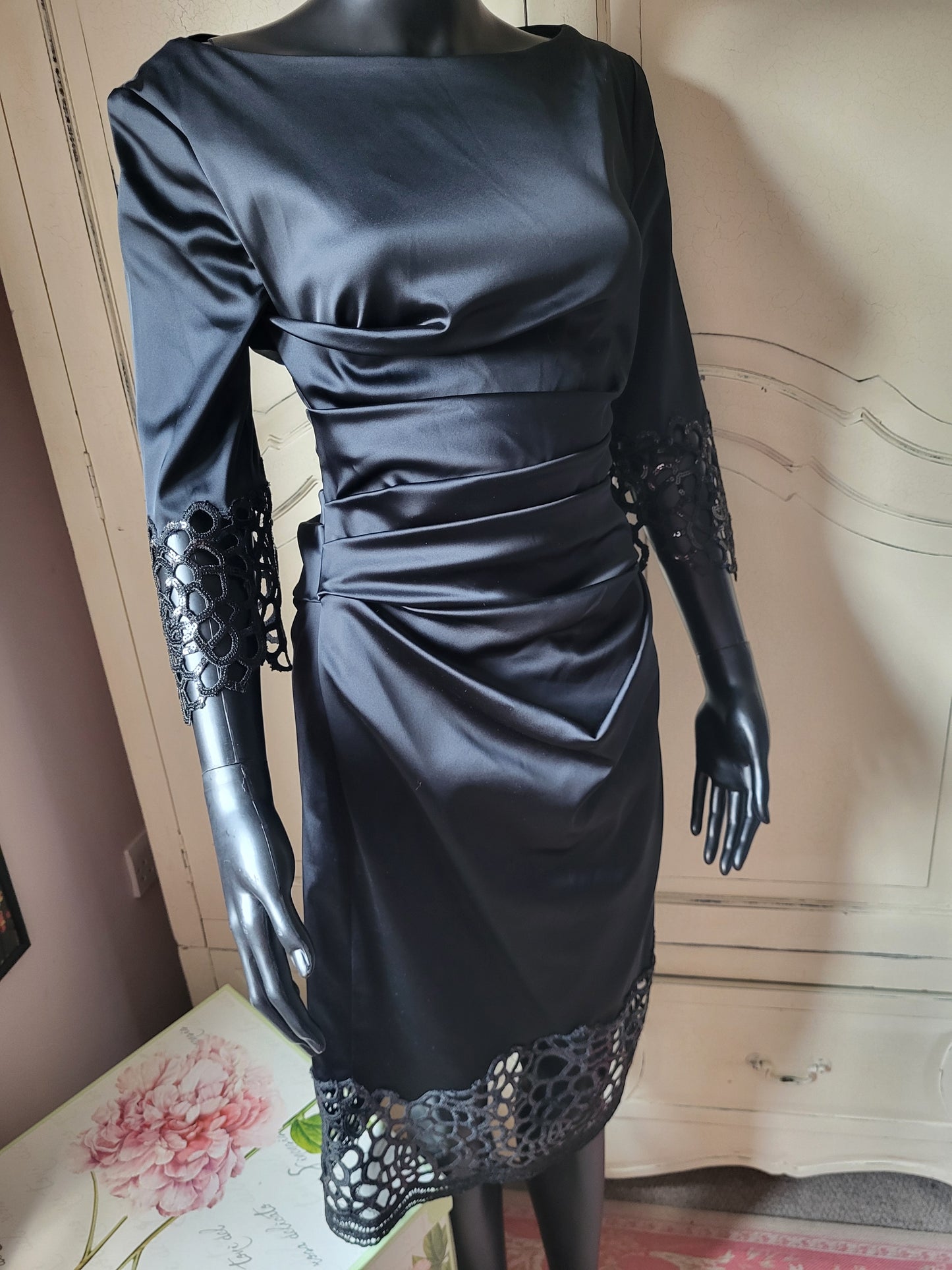 Talbot Runhof Black Embellished Cocktail Dress