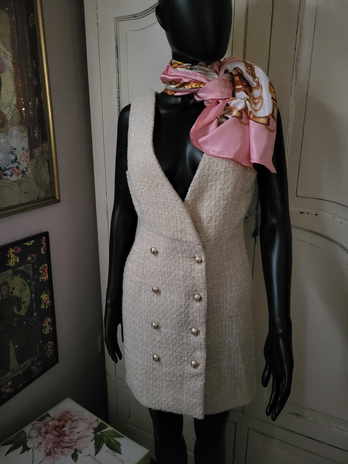 Daphnea Cream Tweed Dress