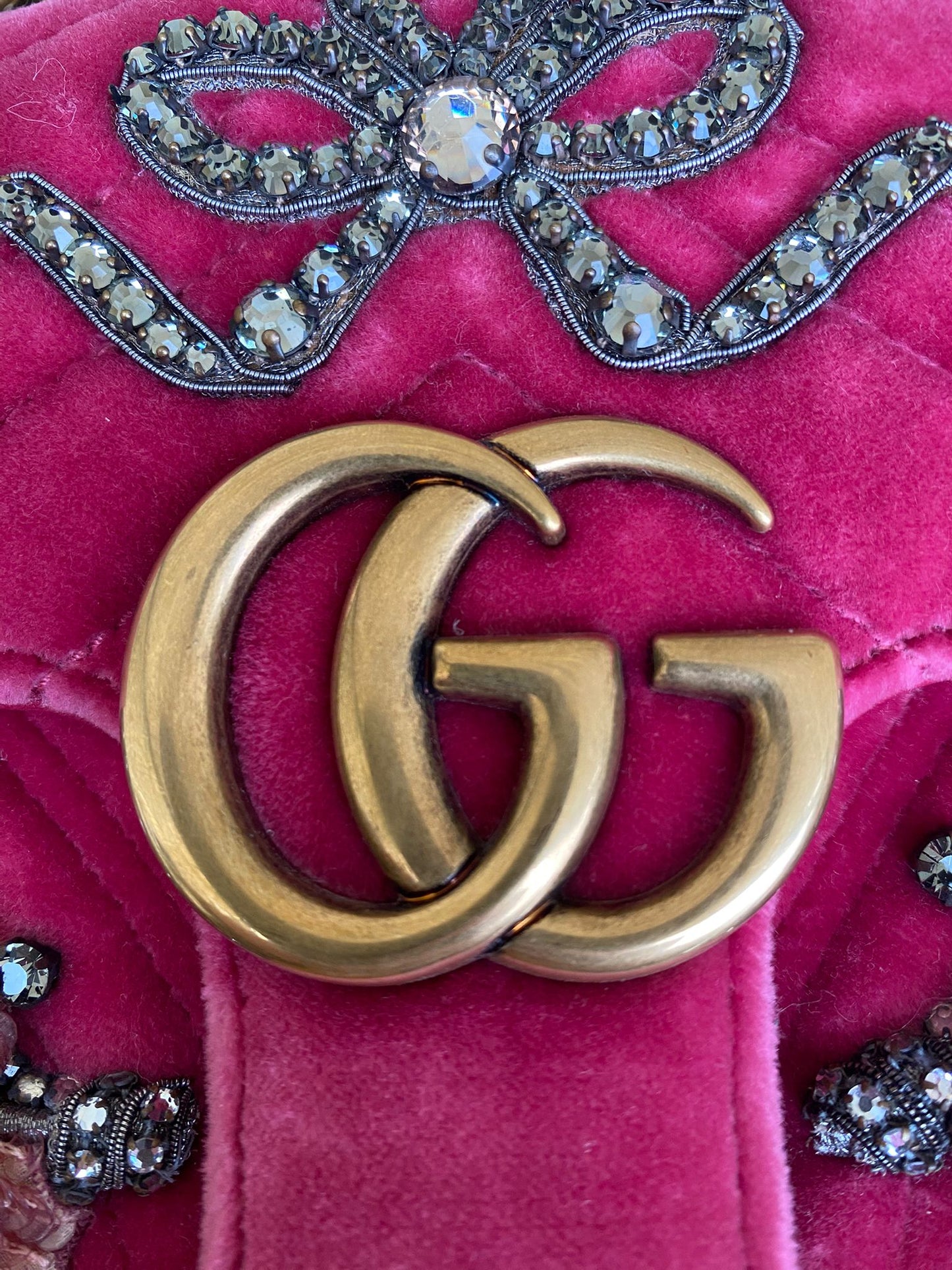 Gucci Crystal Embellished Velvet Marmont Bag