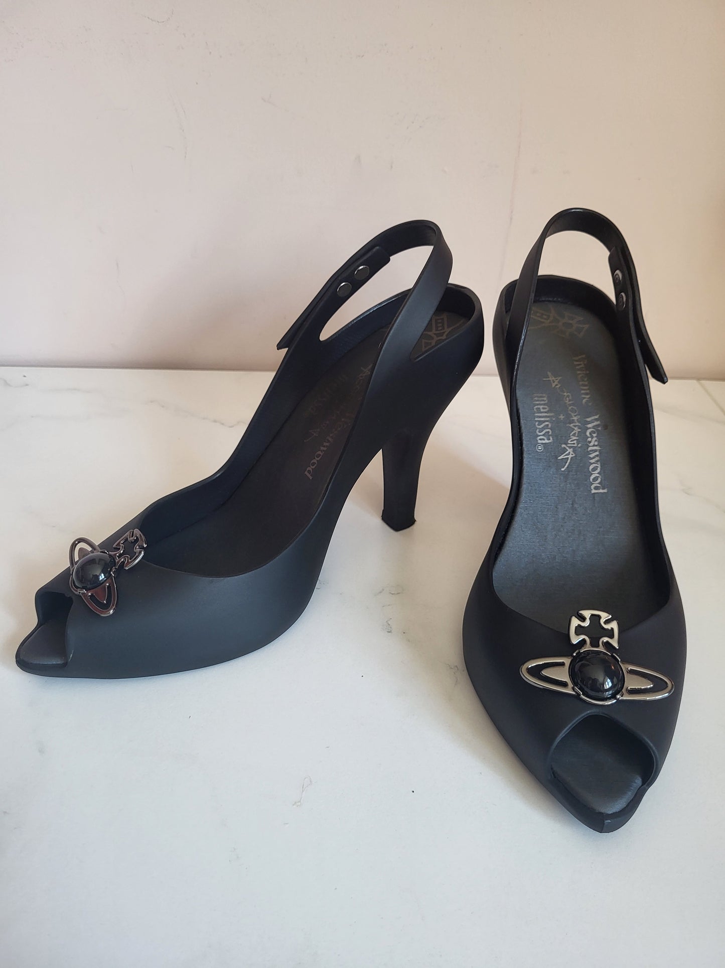 Vivienne Westwood x Melissa Matte Black Orb Heels
