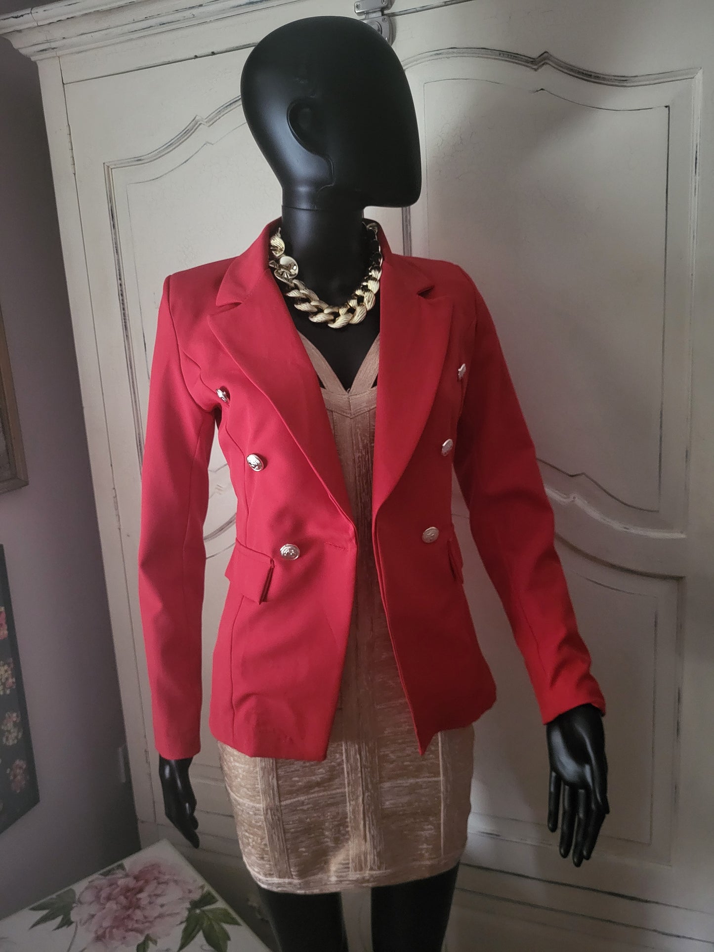 Pillar-box Red Structured Blazer