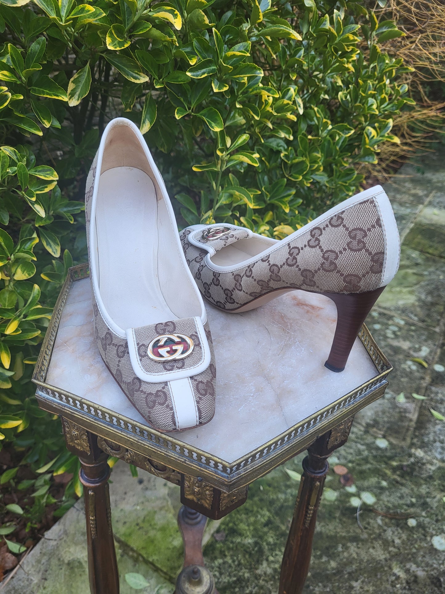 Gucci GG Monogram Canvas Pumps