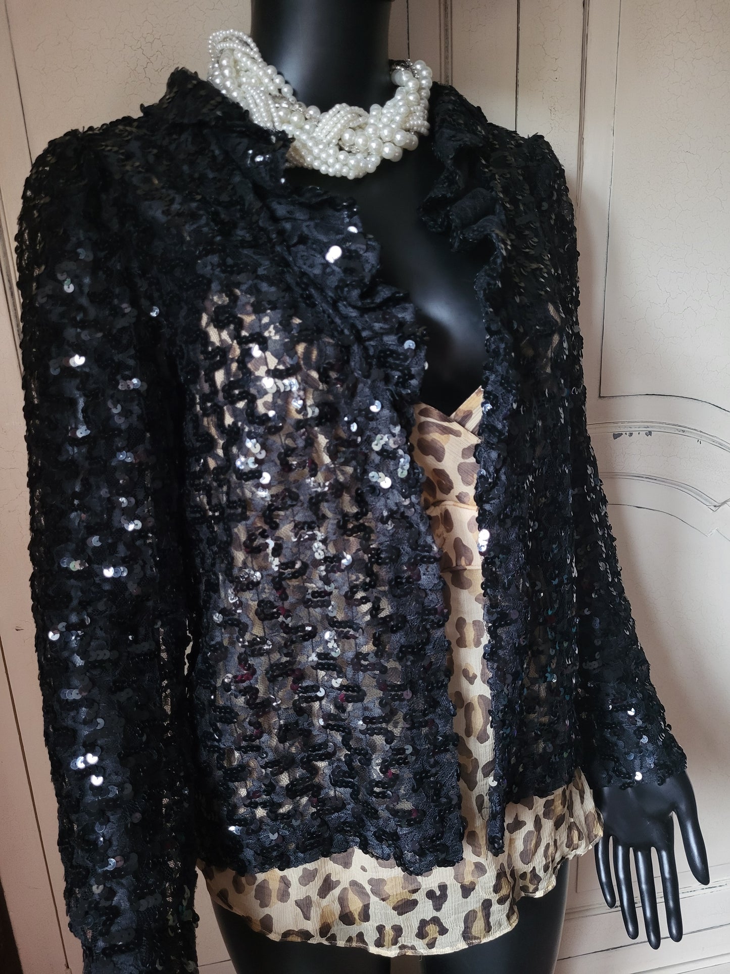 Heléne Sidel Black Vintage Sequin Jacket