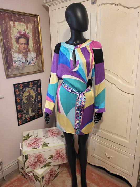 Emilio Pucci 100% Silk Multicolour Mini Dress