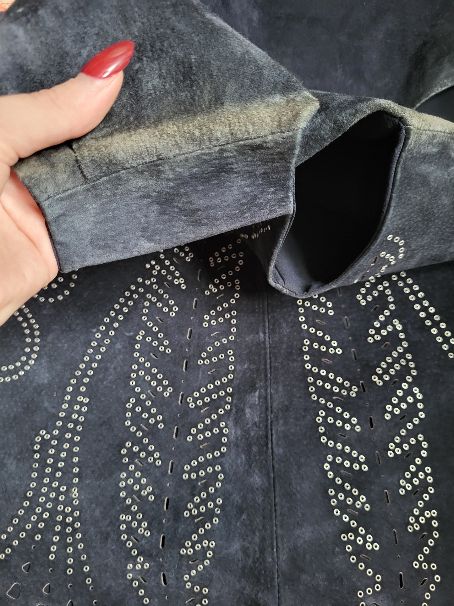 Vintage Midnight Blue Suede Studded Shift Dress