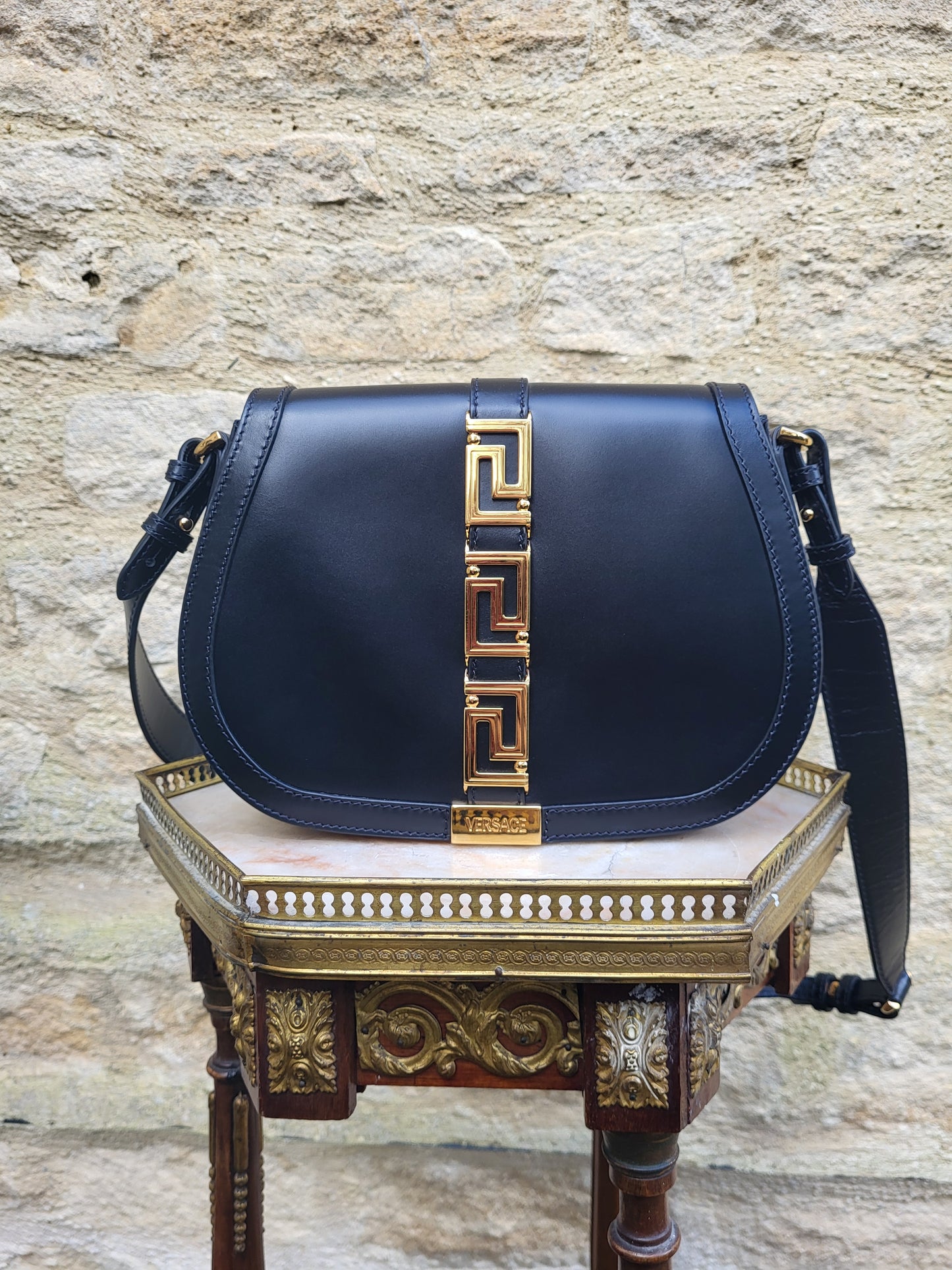 Versace Greca Goddess black leather crossbody bag, brand new with tags