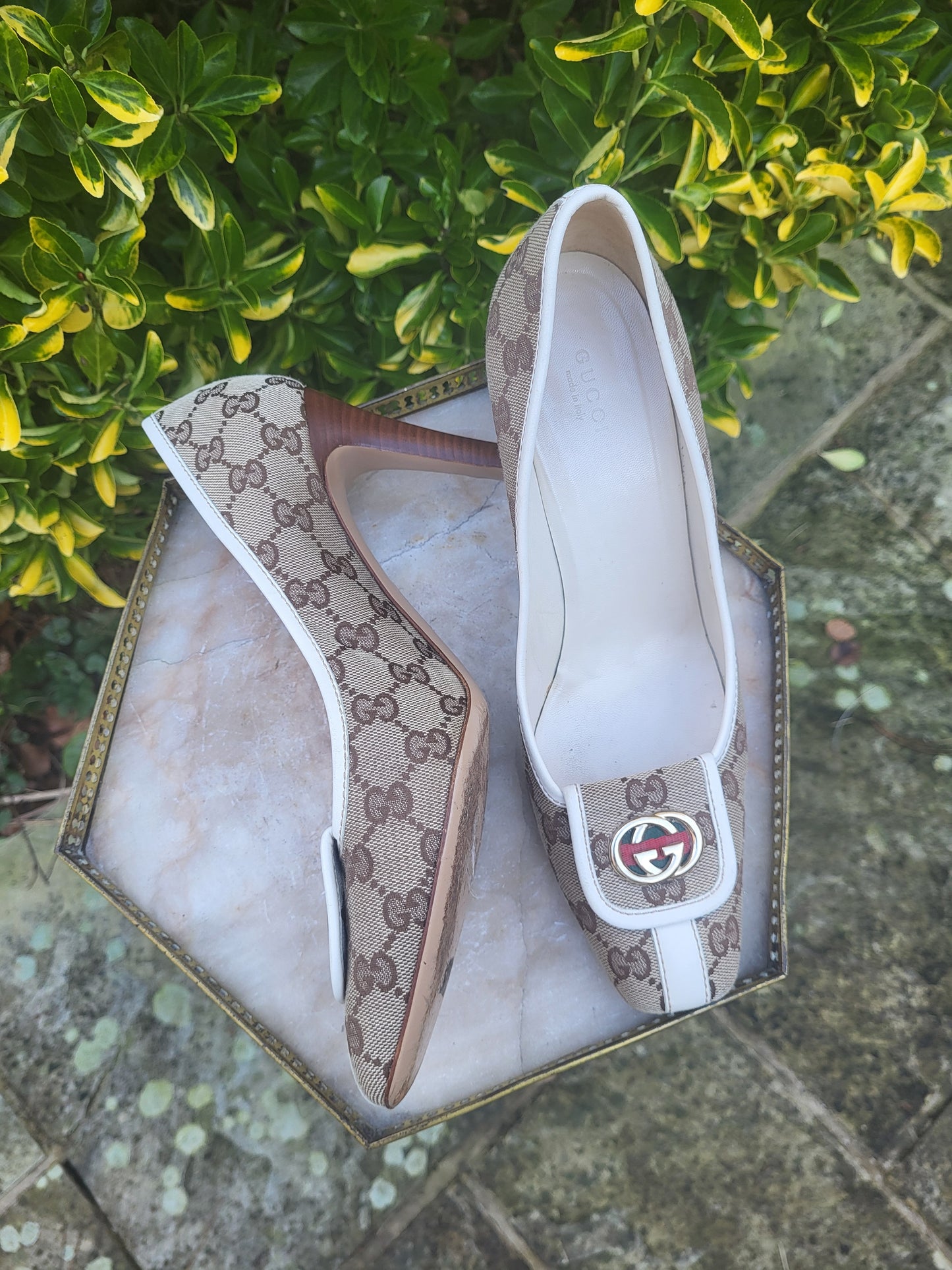 Gucci GG Monogram Canvas Pumps