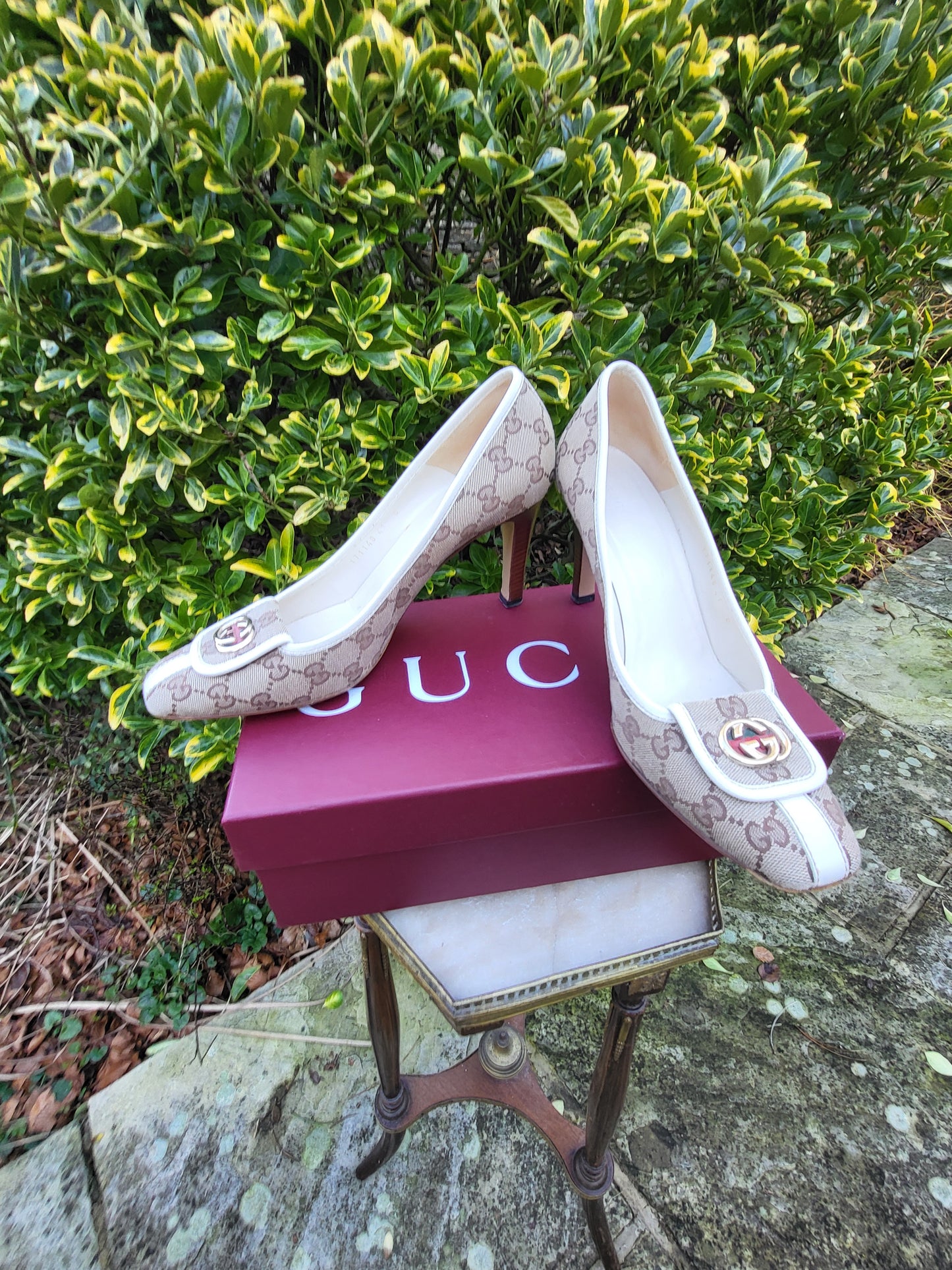 Gucci GG Monogram Canvas Pumps