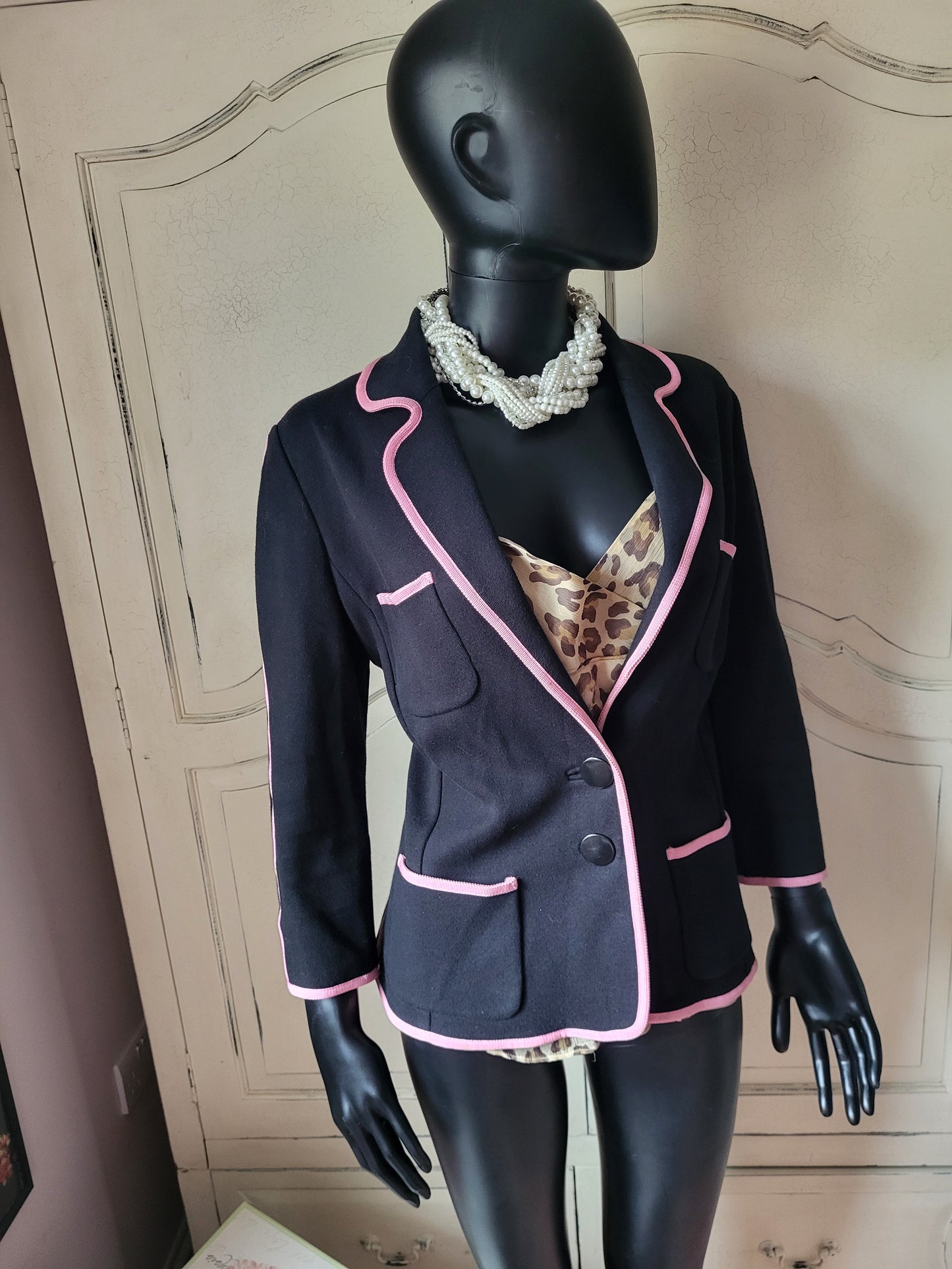 Jaeger Navy and Pink Blazer