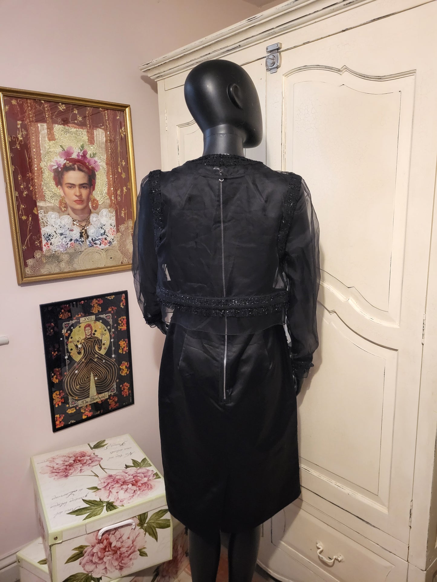 Erdem Tweed Shift Dress and Sheer Evening Jacket