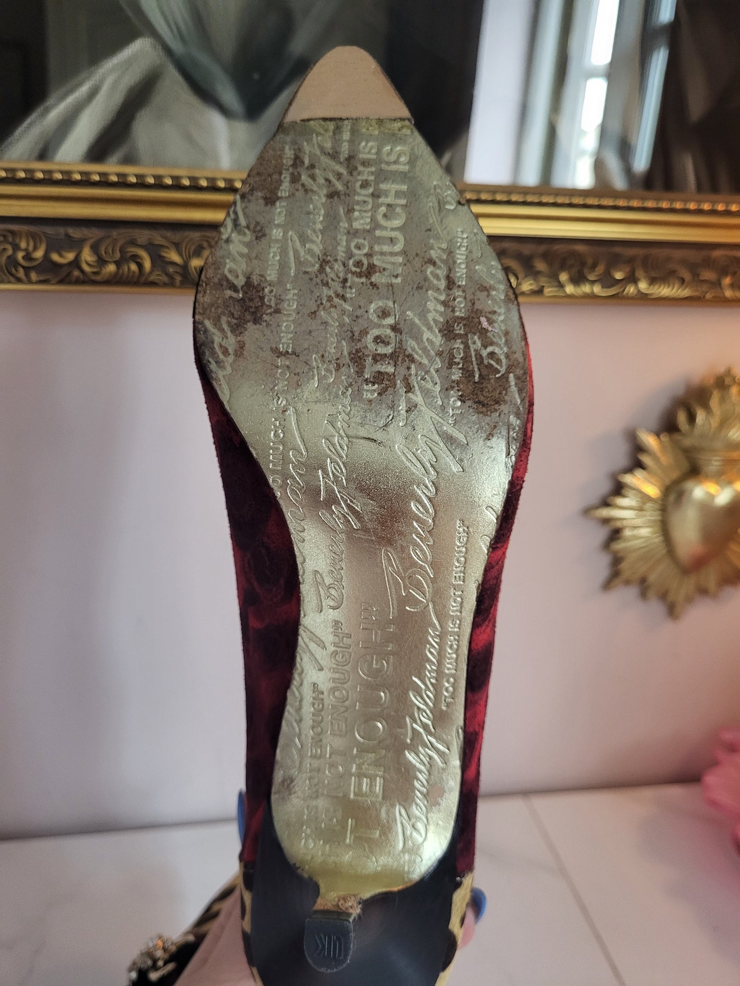 Beverly Feldman for Russell & Bromley Leopard and Diamante Heels