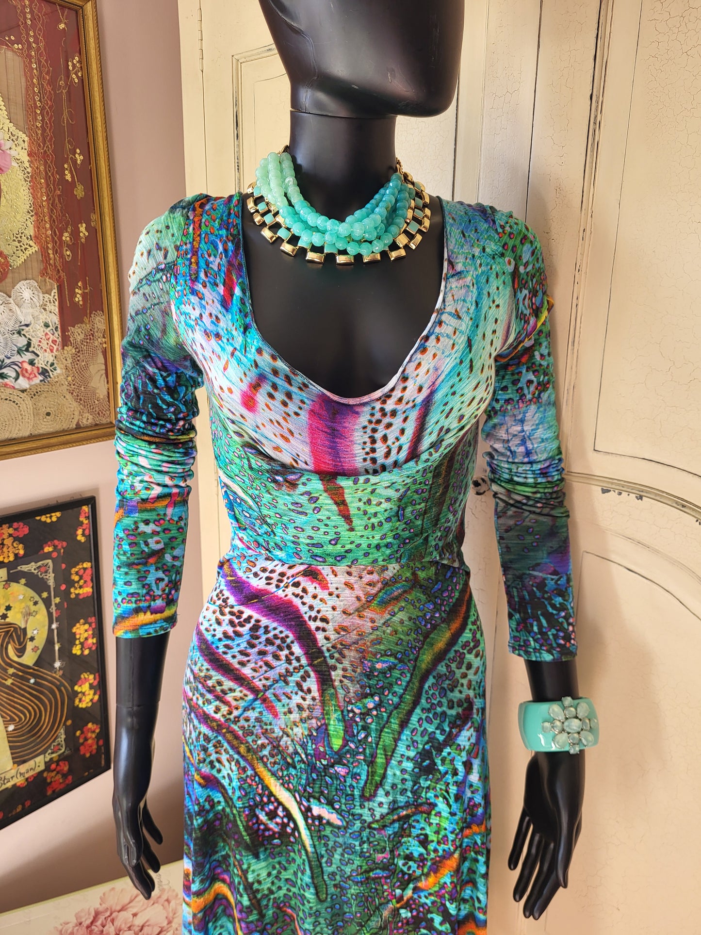 Multicolour Print Midi Dress