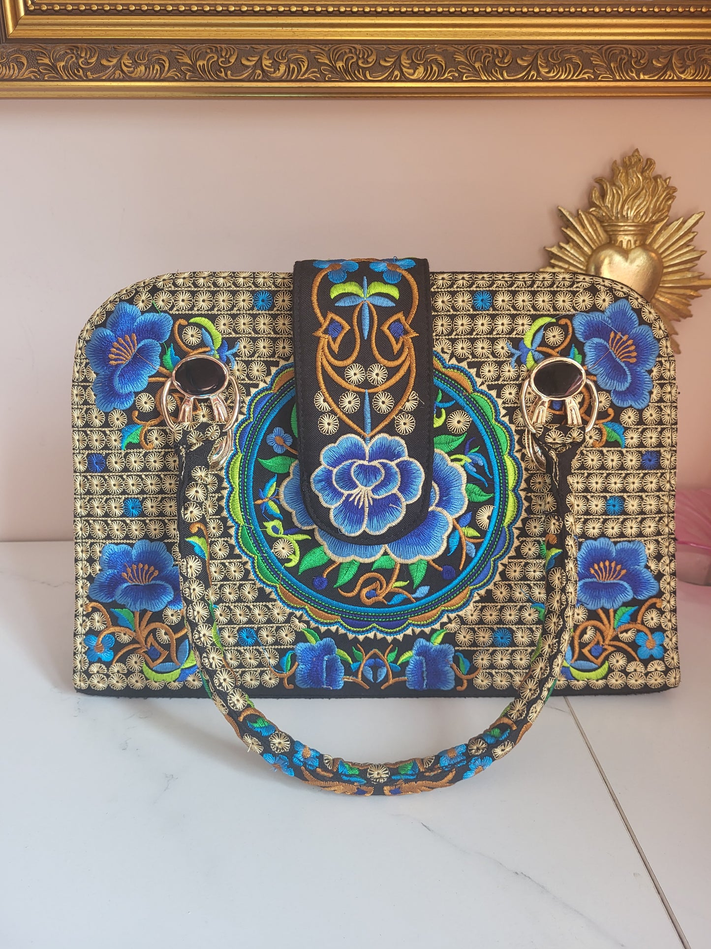 Vintage Hand Stiched Floral Tote Bag