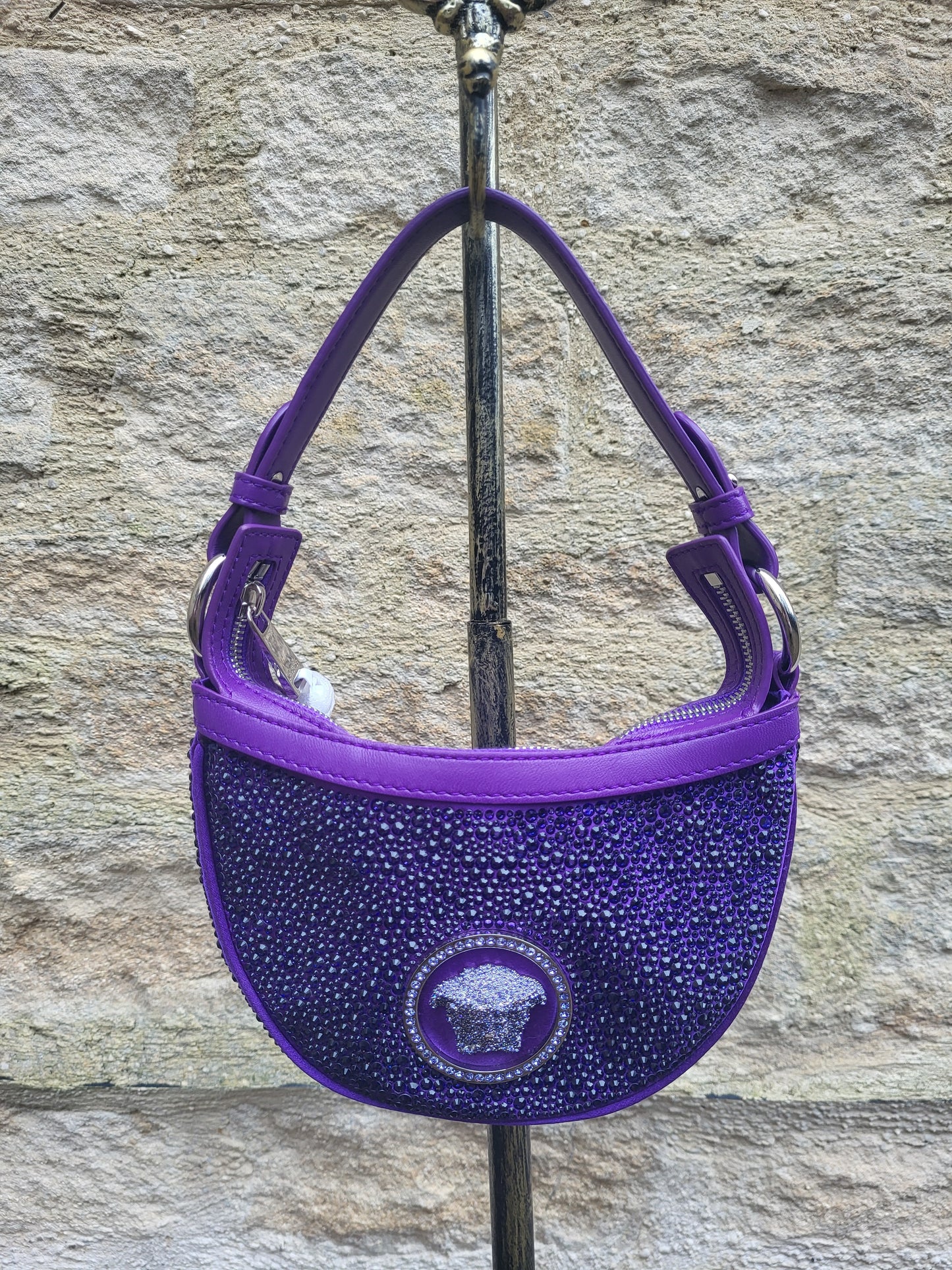 Versace Crystal Repeat Mini Hobo Bag BNWT
