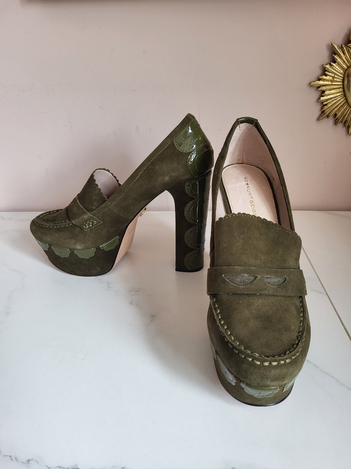 Kurt Geiger Leather and Suede Platform Loafers
