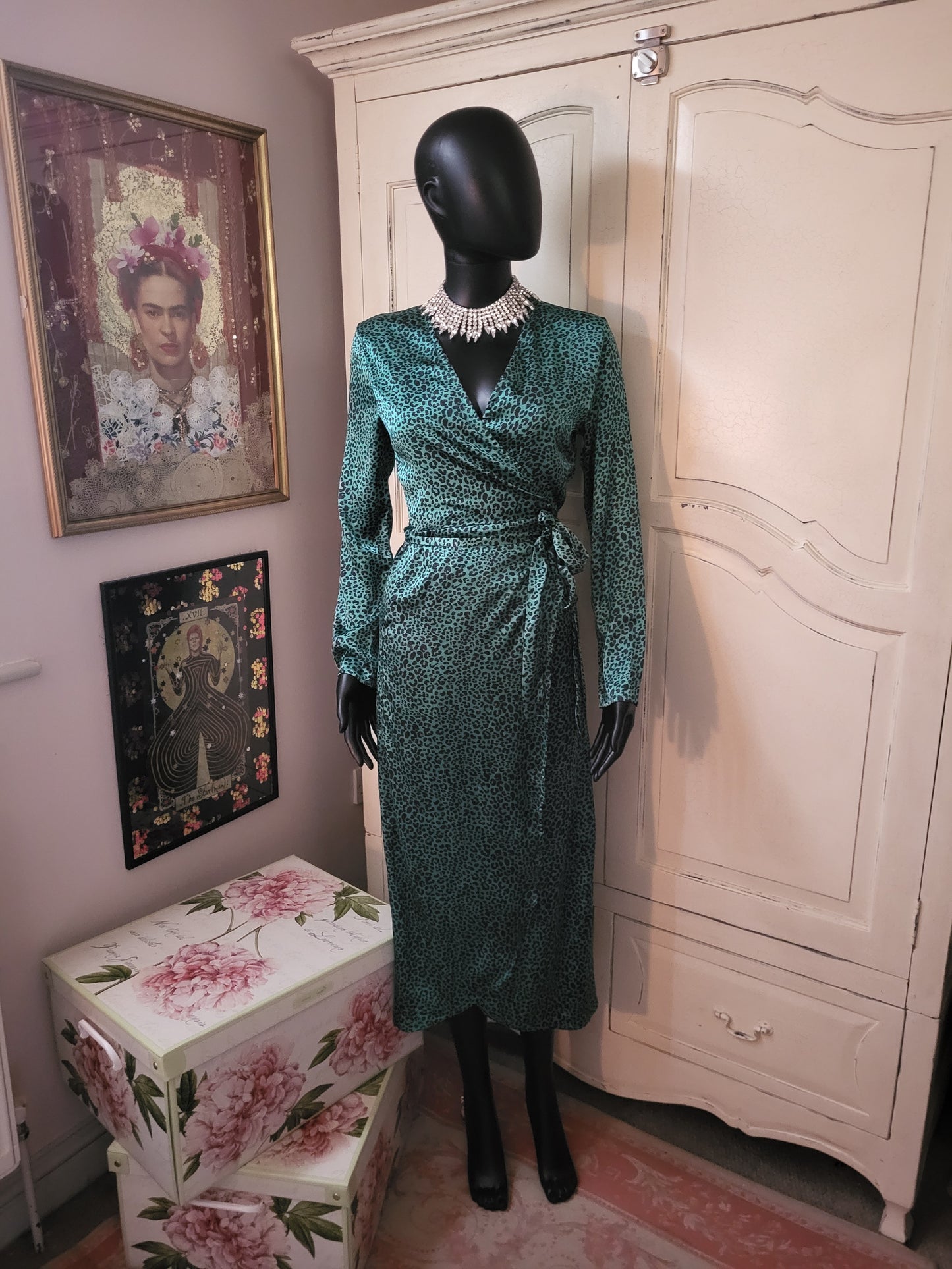 Dancing Leopard Deep Green Leopard Print Dress