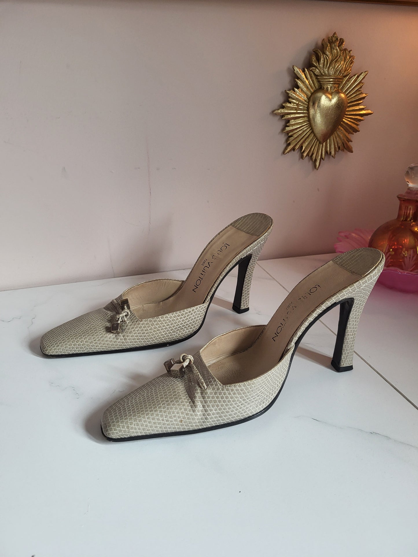 Vintage Louis Vuitton Snakeskin Mules
