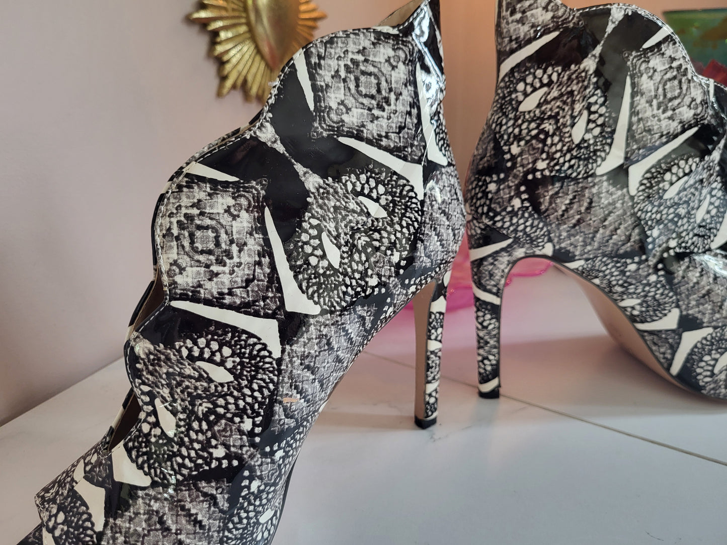Sergio Todzi Patent Faux Snakeskin Shoe Boots