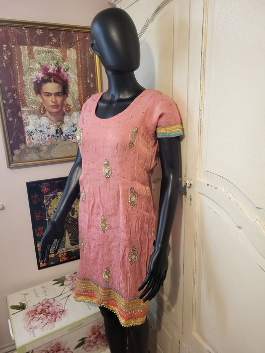 Pink Vintage Indian Shift Dress