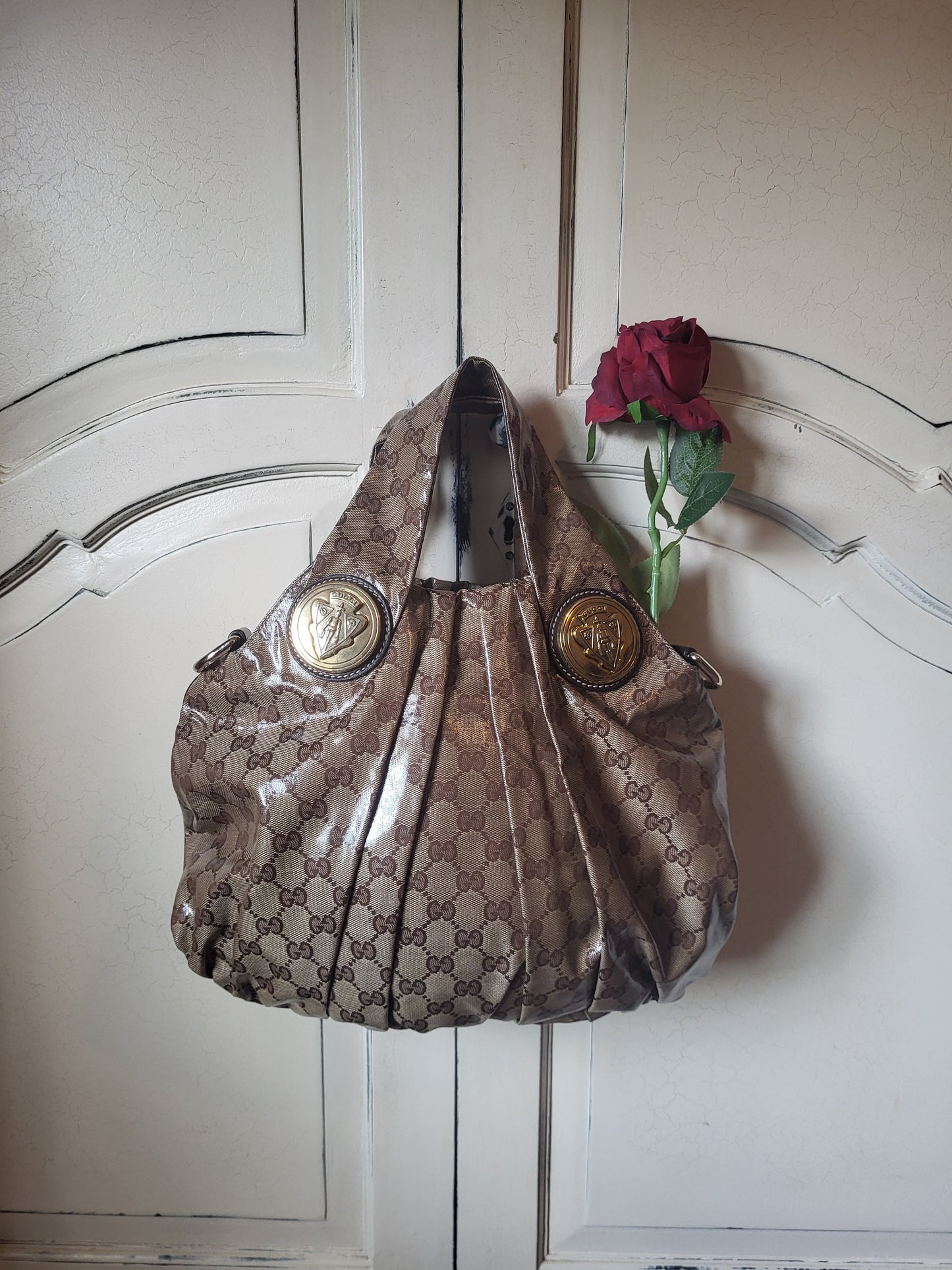 Gucci Hysteria Crystal Canvas and Leather Hobo Bag