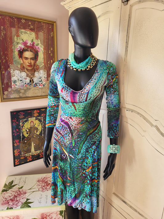 Multicolour Print Midi Dress