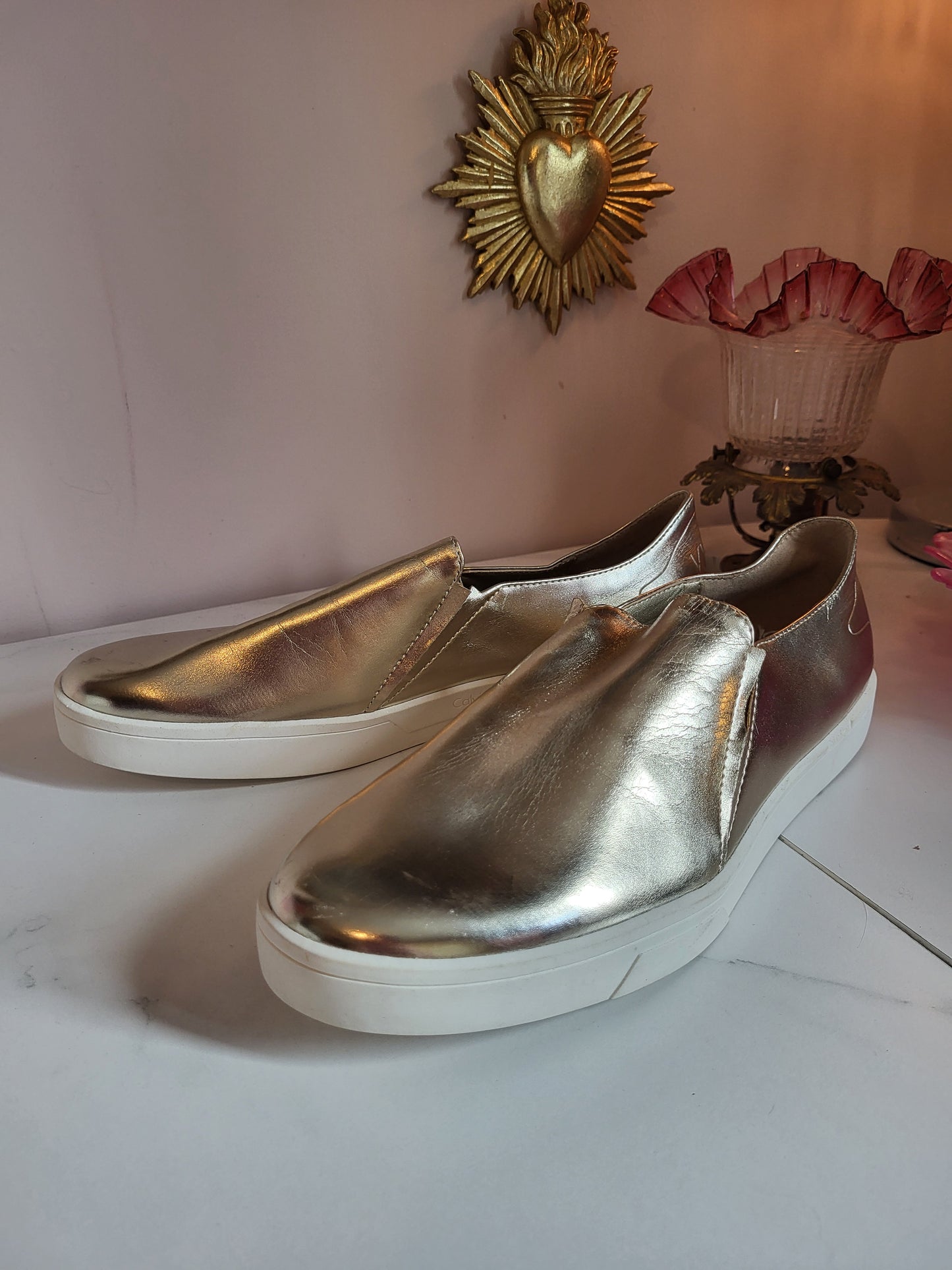 Calvin Klein Gold Slip on Shoes