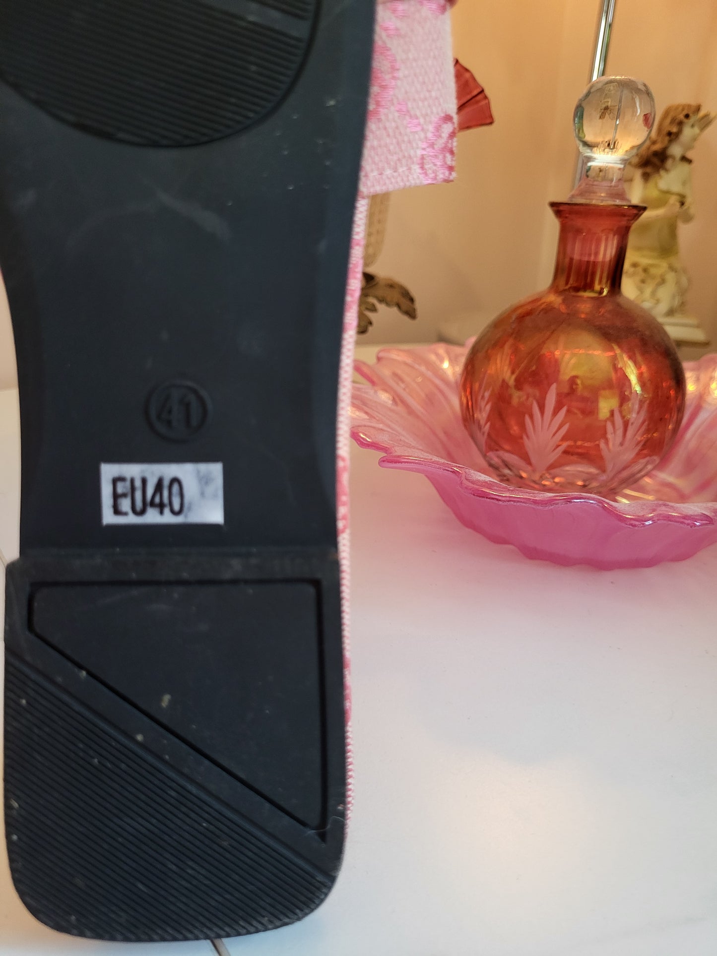 Pink Slip on Mules with Diamante Gold Chain detail