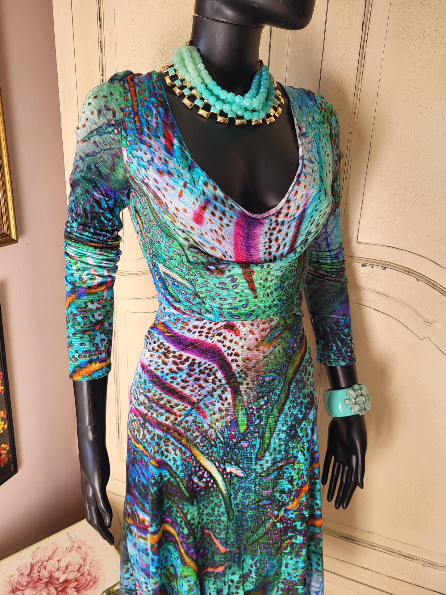 Multicolour Print Midi Dress